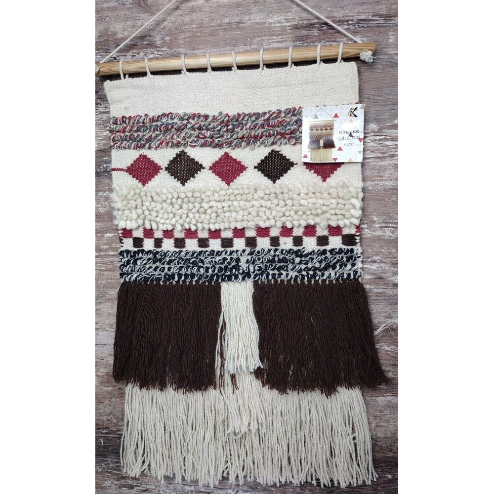 NWT 20"x 31" Wool + Hand woven India Wall Hanging Tapestry Wall Home Decor Boho